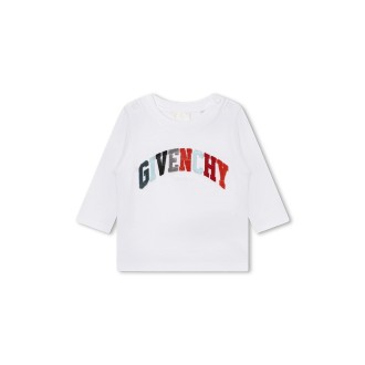 GIVENCHY KIDS T-Shirt Bianca Con Firma Multicolore