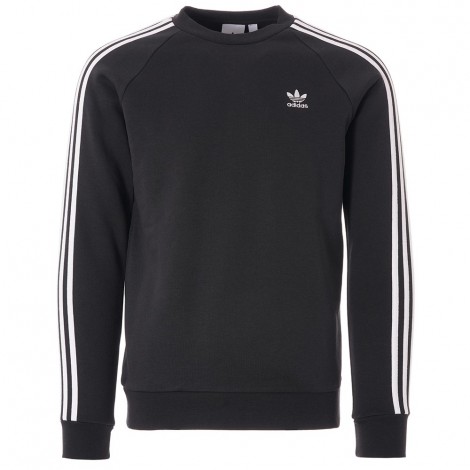 adidas 3 stripe black crew neck sweatshirt