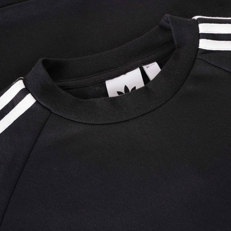 adidas 3 stripe black crew neck sweatshirt