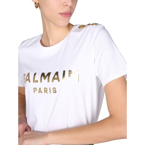 balmain t-shirt with laminated logo print | SHOPenauer