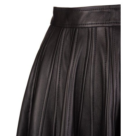 ALEXANDER MCQUEEN Gonna Midi a Ruota In Pelle Nera | SHOPenauer