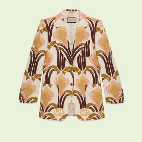 Interlocking G print linen jacket