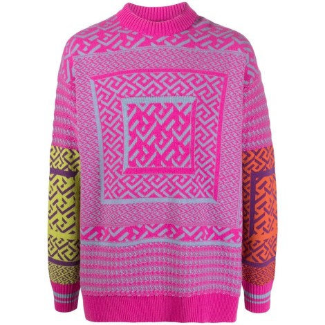 Versace Intarsia Knit `La Greca` Sweater