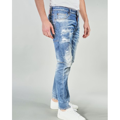 DSQUARED Jeans Ripped White Spots Wash Tidy Biker Dsquared