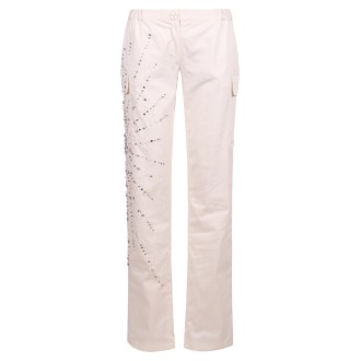 Des Phemmes Crystal Decoration Cotton Trousers 42