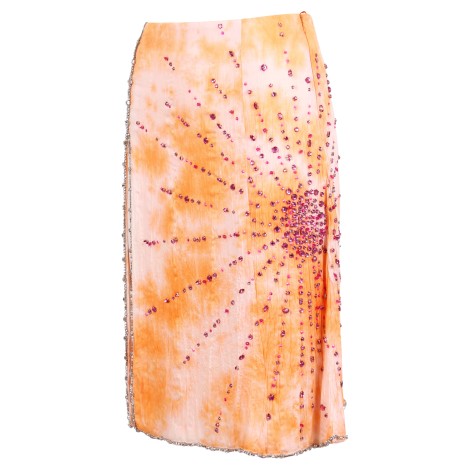 Des Phemmes Crystal Decoration Silk Skirt 42