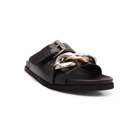 N.21 Chain Leather Flat Sandals 41