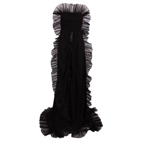 Rochas Long Dress with Ruched Edge 42