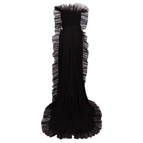 Rochas Long Dress with Ruched Edge 42