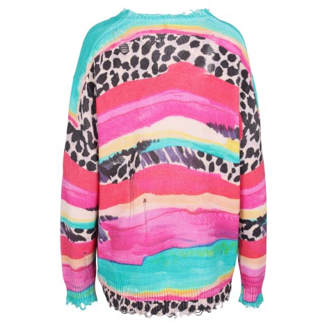 R13 'Distressed Edge' Multicolor Cotton Cardigan M
