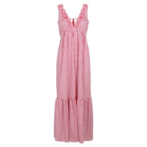Ermanno Firenze Long Striped Floral Embroidery Dress 38