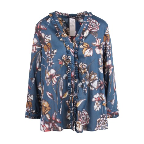 'S Max Mara 'Nogal' Ruches-embellished V-neckline Shirt 44