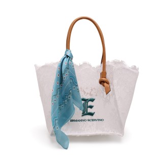 Ermanno Scervino Small Embroidered Lace Shopping Bag PIC
