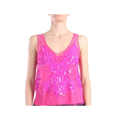 ANNA MOLINARI TOP CON TULLE E PAILLETTES FUXIA  7C047AN0734