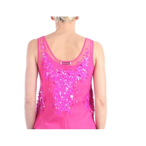 ANNA MOLINARI TOP CON TULLE E PAILLETTES FUXIA  7C047AN0734