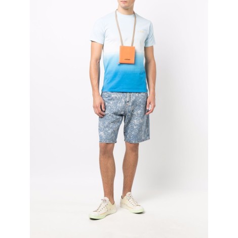 MC2 T-shirt in cotone celeste e bianco effetto sfumato