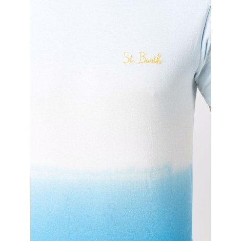 MC2 T-shirt in cotone celeste e bianco effetto sfumato