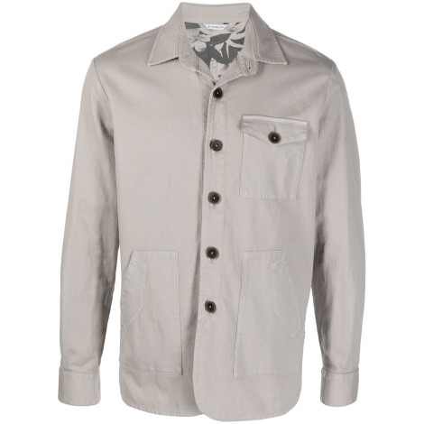 MANUEL RITZ giacca camicia grigio chiaro in cotone e lino