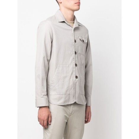 MANUEL RITZ giacca camicia grigio chiaro in cotone e lino