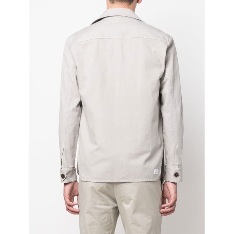 MANUEL RITZ giacca camicia grigio chiaro in cotone e lino