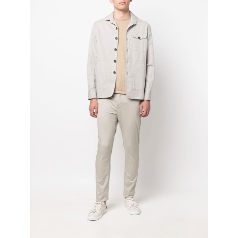 MANUEL RITZ giacca camicia grigio chiaro in cotone e lino