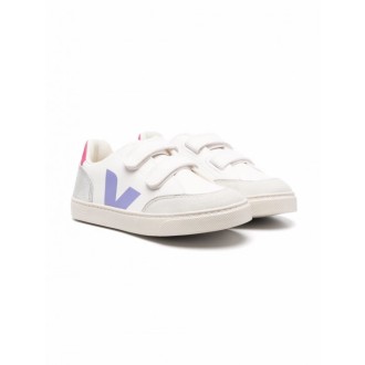 Veja - White And Multicolor Leather V-12 Sneakers