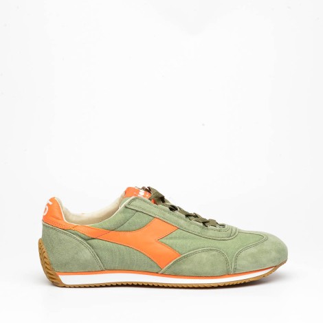 Sneakers in tessuto verde e arancione