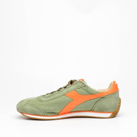 Sneakers in tessuto verde e arancione