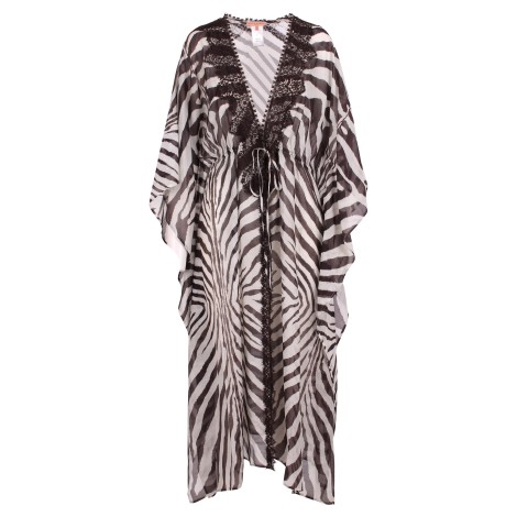 Ermanno Scervino Long Zebra Stripe Print Kaftan Dress U