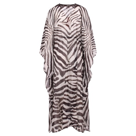 Ermanno Scervino Long Zebra Stripe Print Kaftan Dress U