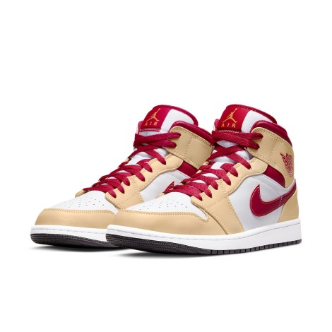 Jordan 1 Mid Beige White Red