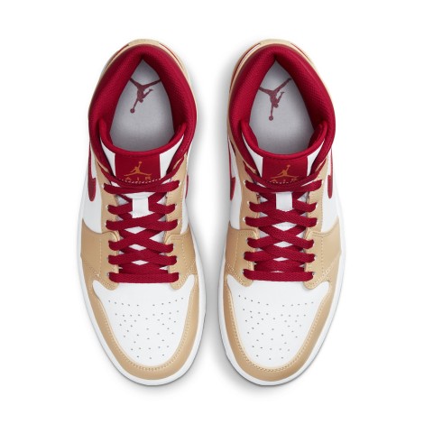 Jordan 1 Mid Beige White Red