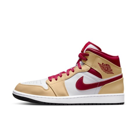 Jordan 1 Mid Beige White Red