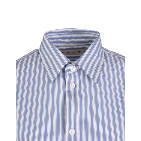 MARNI Abito Chemisier Midi Donna In Popeline Spugnato Azzurro