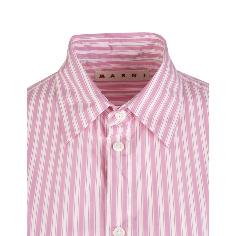 MARNI Abito Chemisier Midi Donna In Popeline Spugnato Rosa