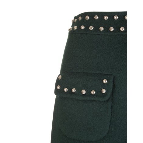 PAROSH Minigonna Leak Verde Scuro Con Borchie