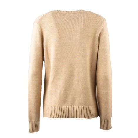 Pull in cotone beige con ricamo orsetto