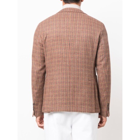 MANUEL RITZ blazer in lana marrone con motivo pied de poule