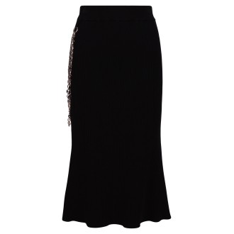 Paco Rabanne Ribbed Midi Skirt with Chain M
