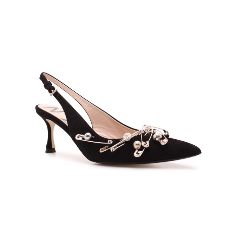N.21 Brooches and Beads Embellished Slingback 40