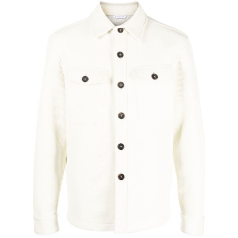 MANUEL RITZ giacca camicia bianca con  chiusura frontale con bottoni neri