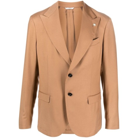 MANUEL RITZ blazer monopetto in lana color cammello