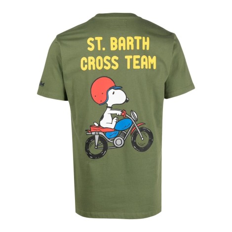 MC2 T-shirt verde militare in cotone con stampa grafica sul retro