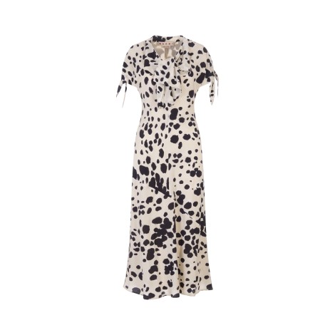MARNI Tubino Lungo In Crepe Di Seta Avorio Con Stampa Pop Dots