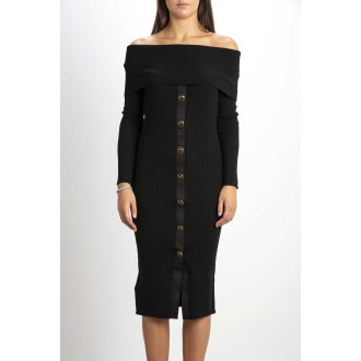 KNITTED LONGUETTE DRESS WITH BUTTONS
