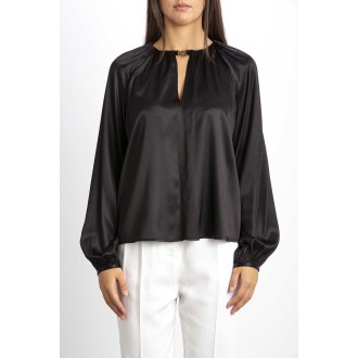 SATIN STRETCH LONG SLEEVED BLOUSE