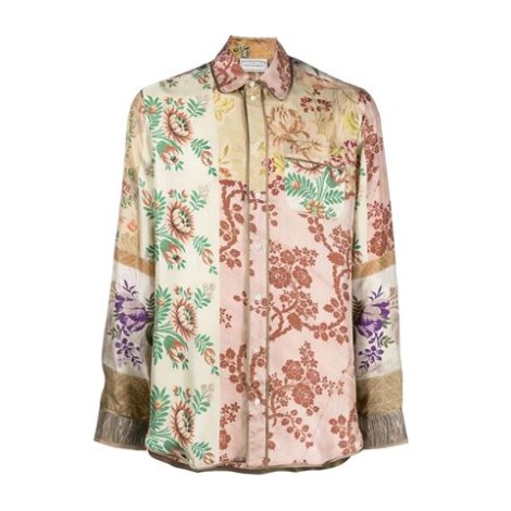 Camicia Pierre Louise Mascia, da donna, multicolore. Realizzata in seta con stampa a fiori, stampa patchwork. Colletto classico, maniche lunghe e tasca applicata sul petto. Chiuusra frontale con bottoni. Vestibilità regolare. 