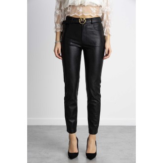 LEATHER EFFECT TROUSERS WITH BELT LOVE
