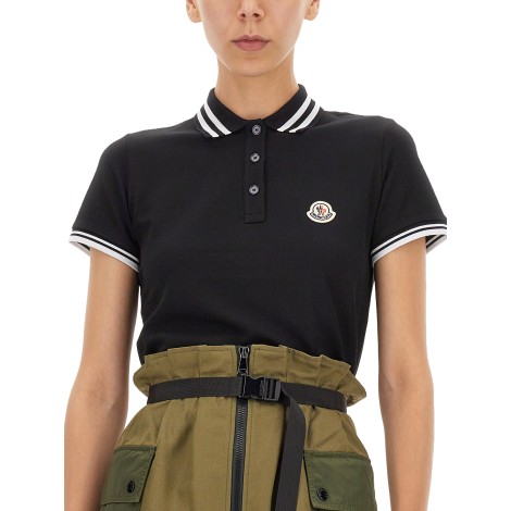 moncler logo patch polo shirt 