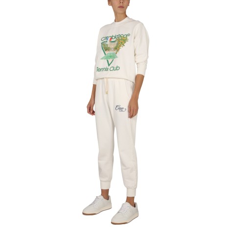 casablanca tennis club print crewneck sweatshirt